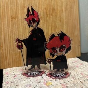 Bundle lot set 2 Hazbin Hotel Alastor maid cafe anime acrylic figure standee